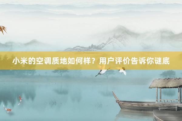 小米的空调质地如何样？用户评价告诉你谜底